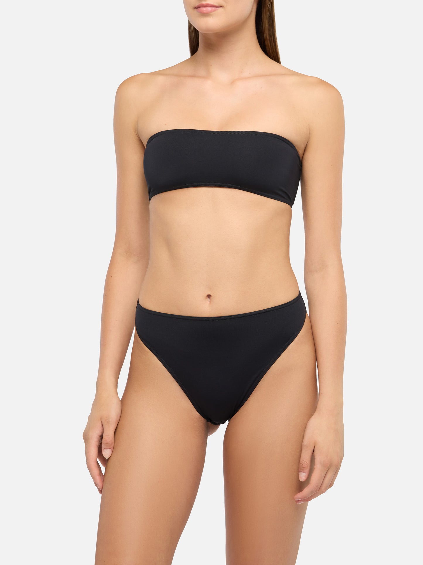 Bandeau-Bikini Rebby Sibilla mit hochgeschnittener Badehose in Schwarz