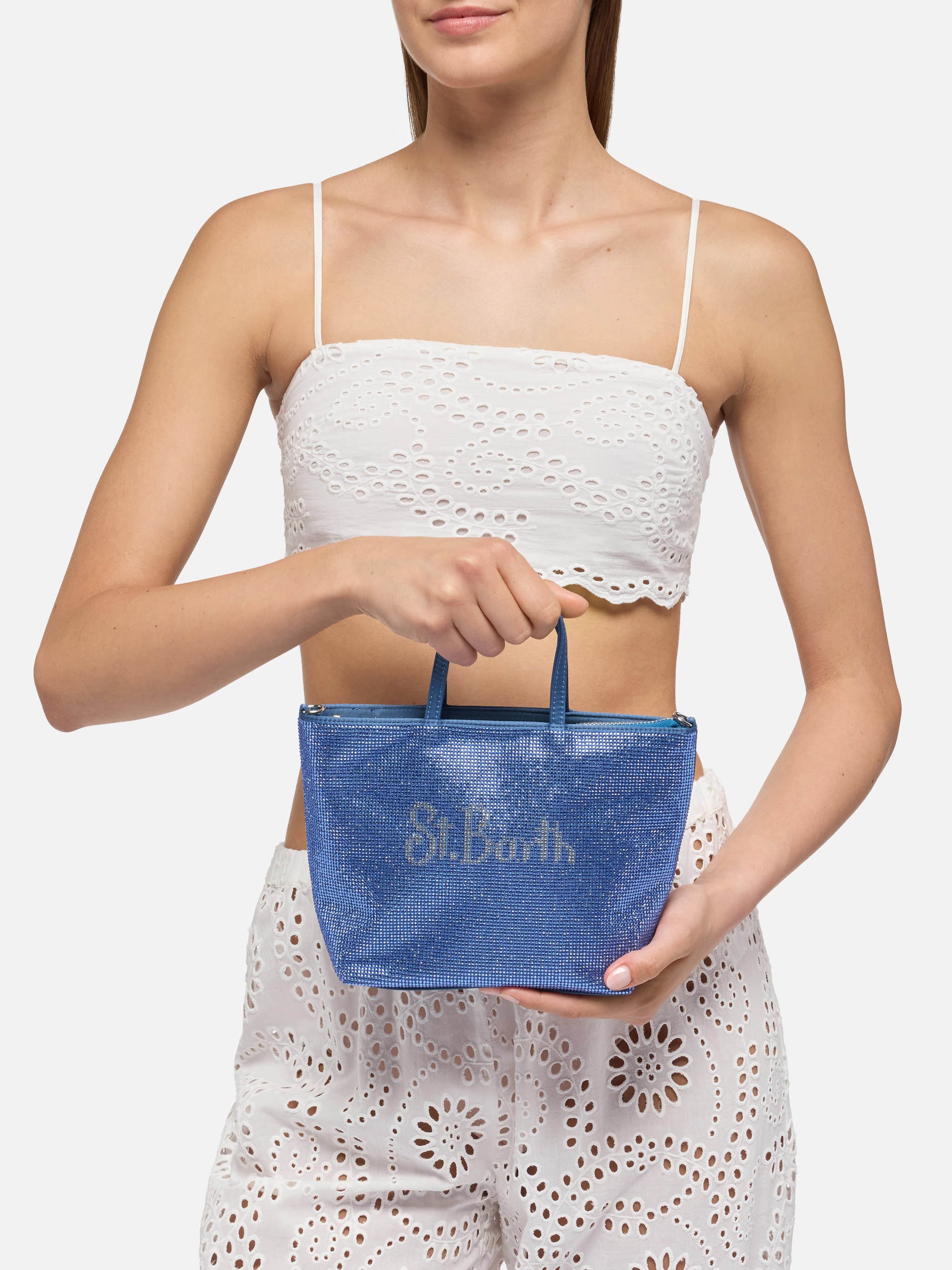 Strass Mini Bag with steel blue rhinestones - MC2 Saint Barth