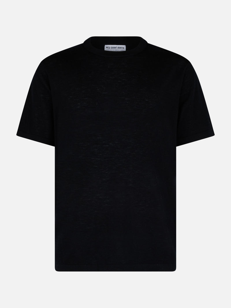 Man blanded cashmere black t-shirt Scott