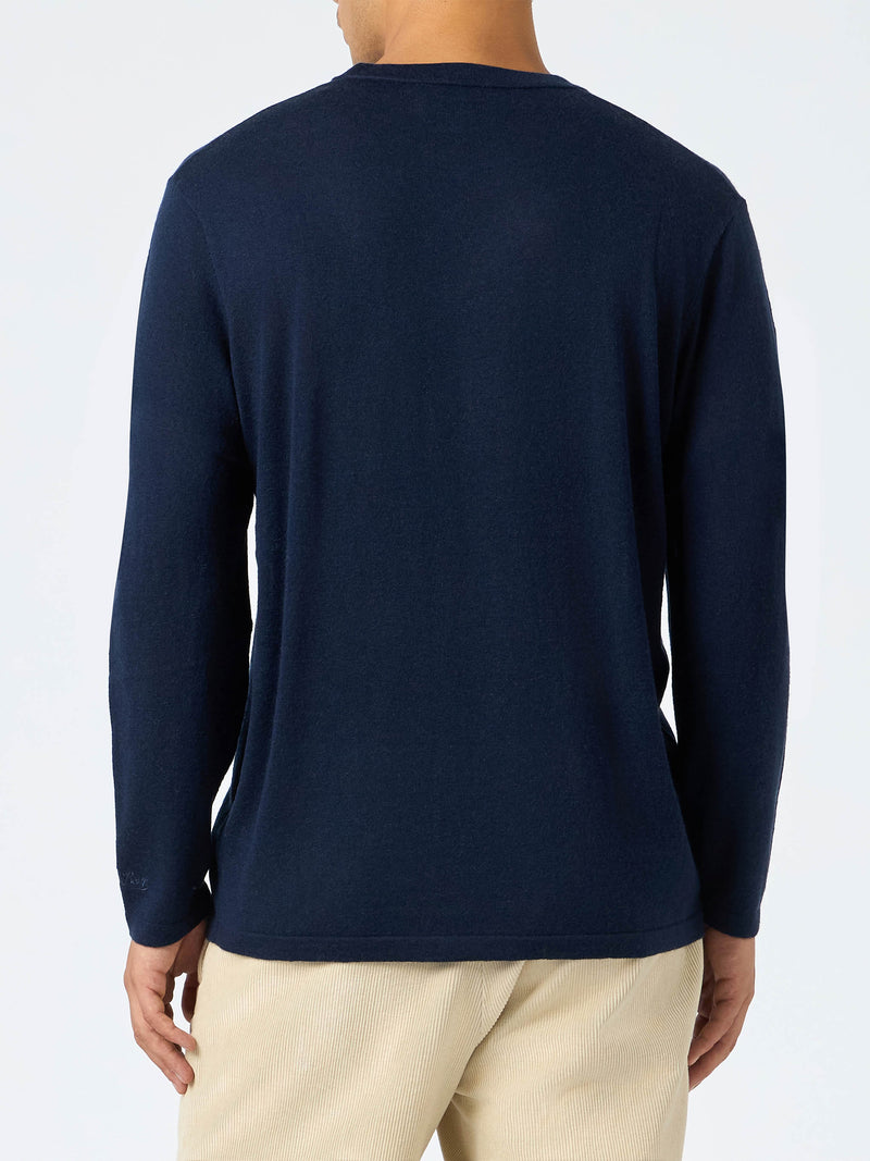 Man navy blue cashmere blend t-shirt Scott