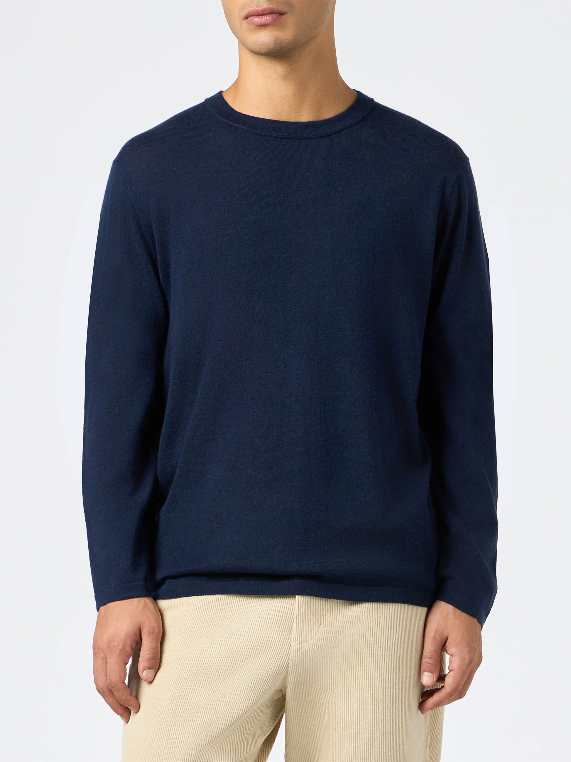 Man navy blue cashmere blend t-shirt Scott - MC2 Saint Barth