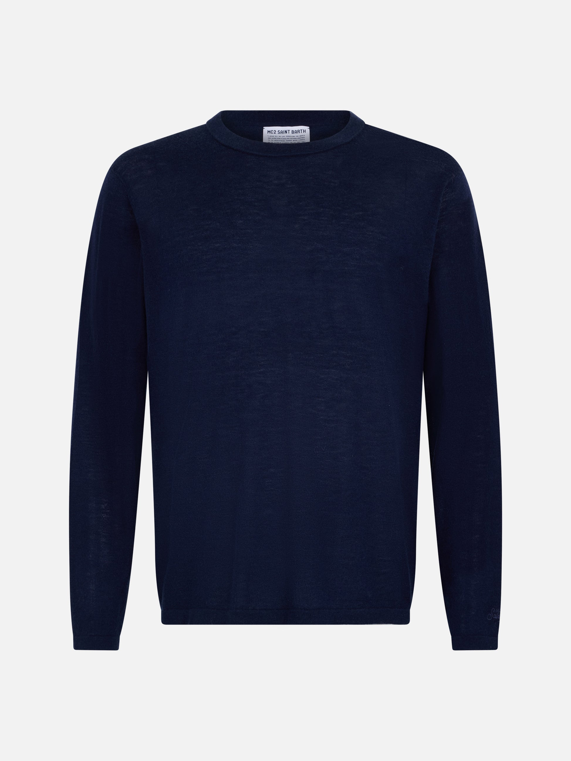 Man navy blue cashmere blend t-shirt Scott - MC2 Saint Barth