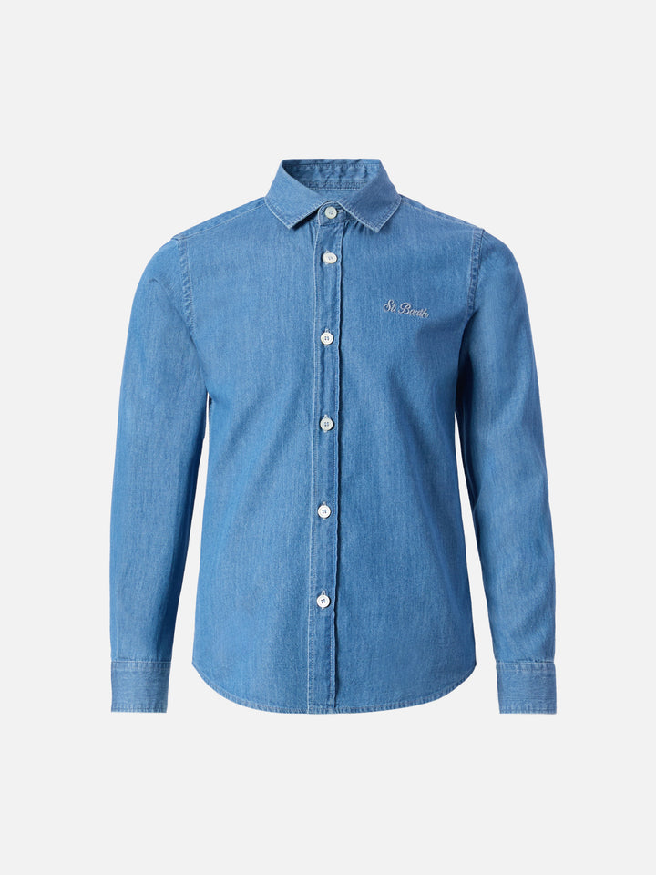 Camicia Seefeld Jr in chambray con stampa Snoopy