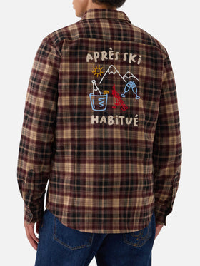 Chemise en flanelle Seefeld marron avec broderie Après Ski Habitué au dos 