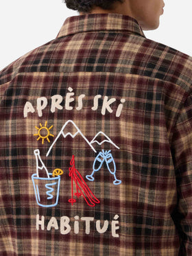 Chemise en flanelle Seefeld marron avec broderie Après Ski Habitué au dos 