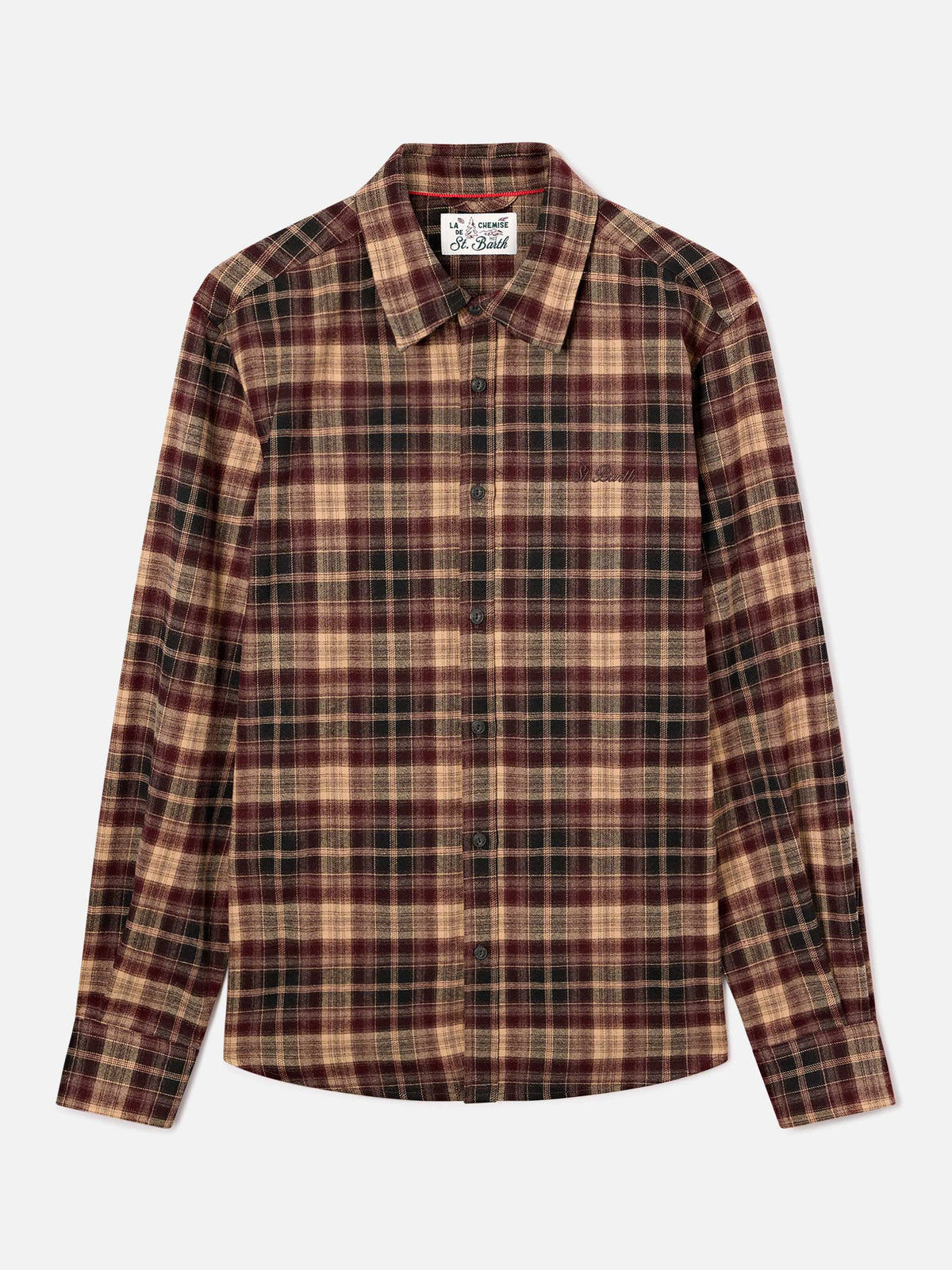 Chemise en flanelle Seefeld marron avec broderie Après Ski Habitué au dos 