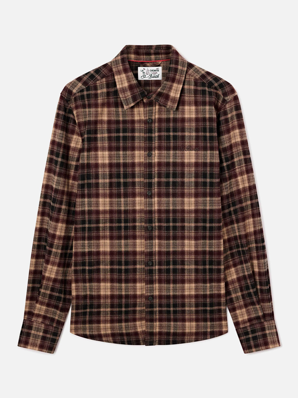 Chemise en flanelle Seefeld marron avec broderie Après Ski Habitué au dos 