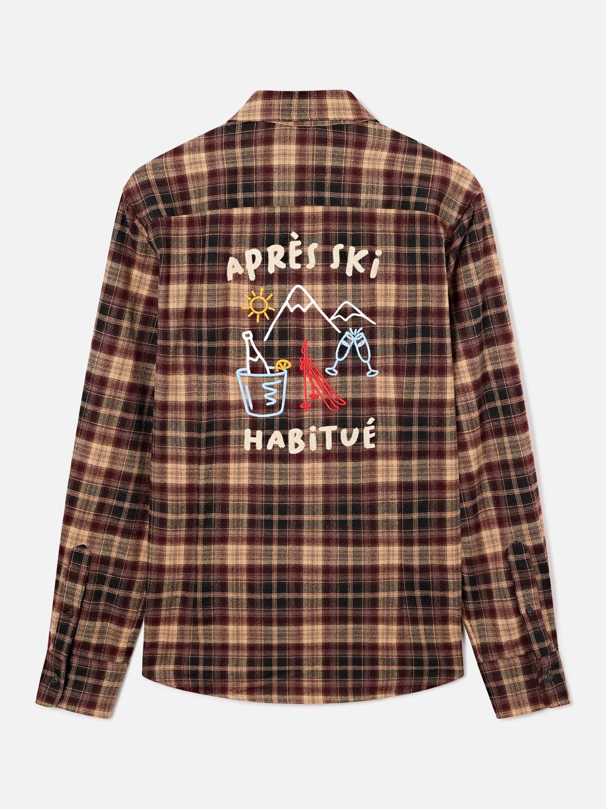 Chemise en flanelle Seefeld marron avec broderie Après Ski Habitué au dos 