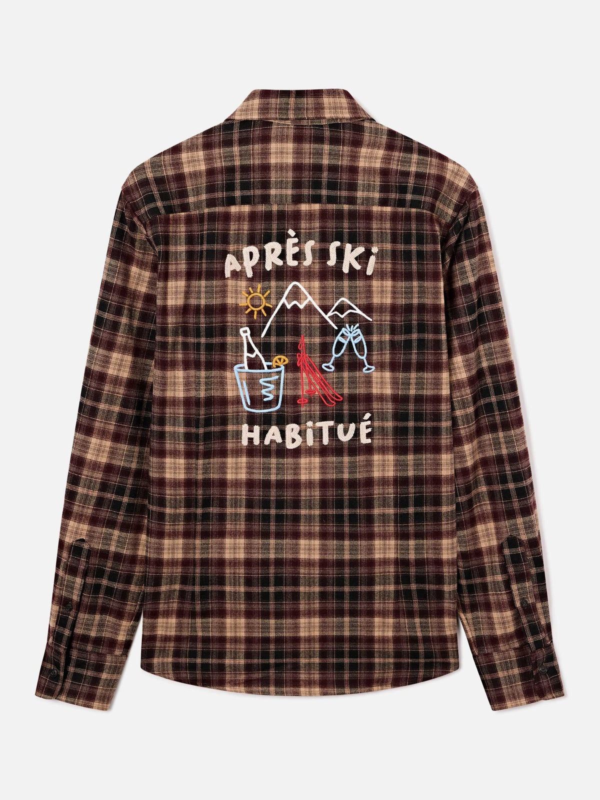 Chemise en flanelle Seefeld marron avec broderie Après Ski Habitué au dos 