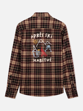 Chemise en flanelle Seefeld marron avec broderie Après Ski Habitué au dos 
