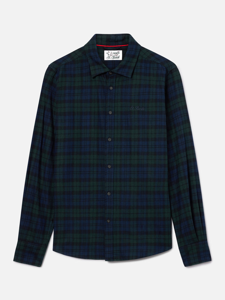 Camisa de franela de mezcla de algodón Green Seefeld con bordado Bollicine Team 