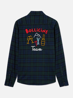 Camicia Seefeld verde in flanella di misto cotone con ricamo Bollicine Team