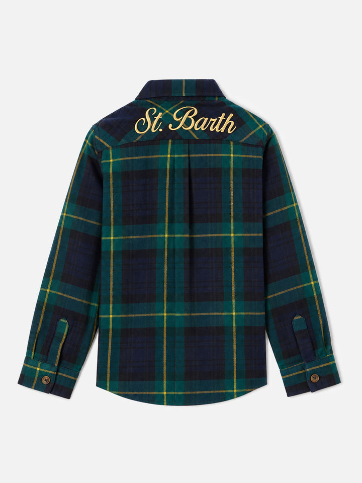 Surchemise garçon en laine bouclée à imprimé tartan 