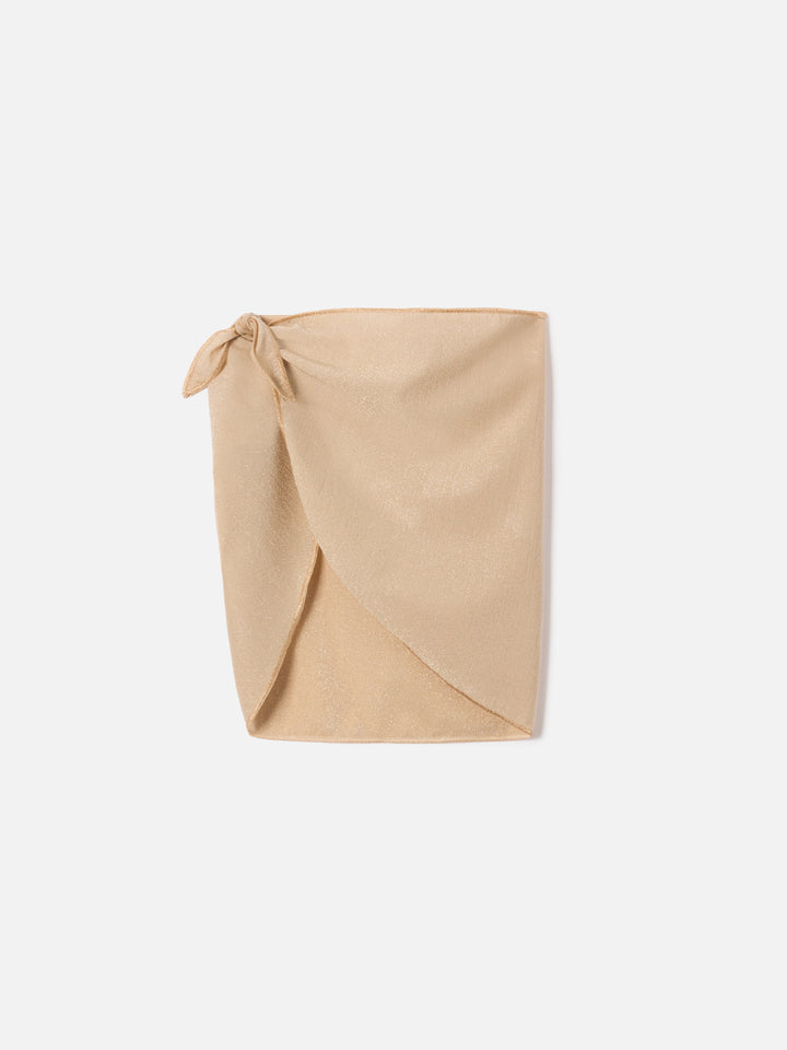 Sery Jr short pareo in gold lurex viscose knit