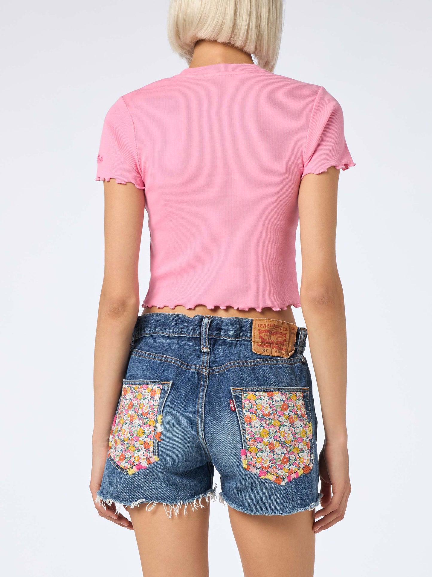 Woman ribbed t-shirt with Après Beach embroidery - MC2 Saint Barth