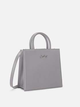 Borsa Shop Bag Midi pelle grigia