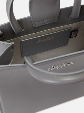 Shop Bag Midi Handbag in grey leather