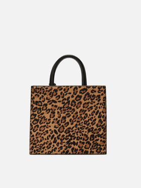Shop Bag Midi Handtasche aus Leopardenmuster-Ponyleder