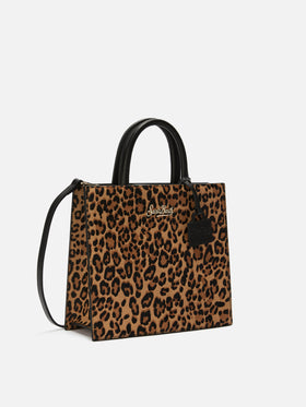 Shop Bag Midi Handtasche aus Leopardenmuster-Ponyleder