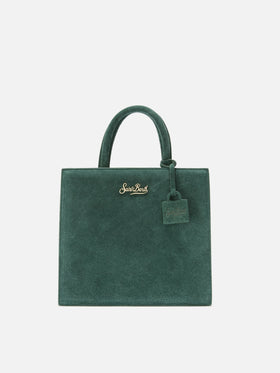 Shop Bag Midi Handbag in green suede leather
