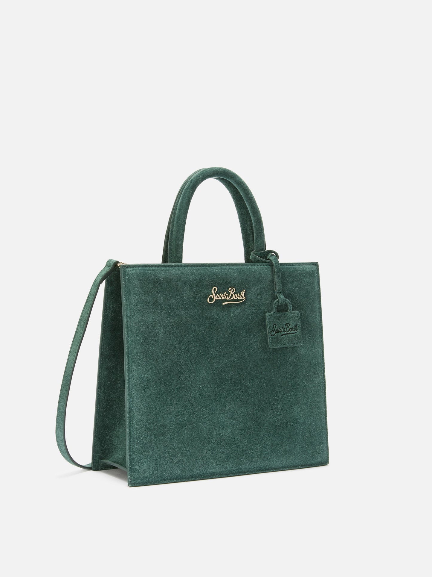 Shop Bag Midi Handbag in green suede leather