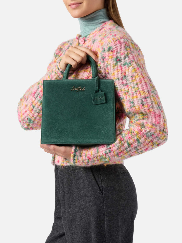 Borsa a mano Shop Bag Midi in pelle scamosciata verde