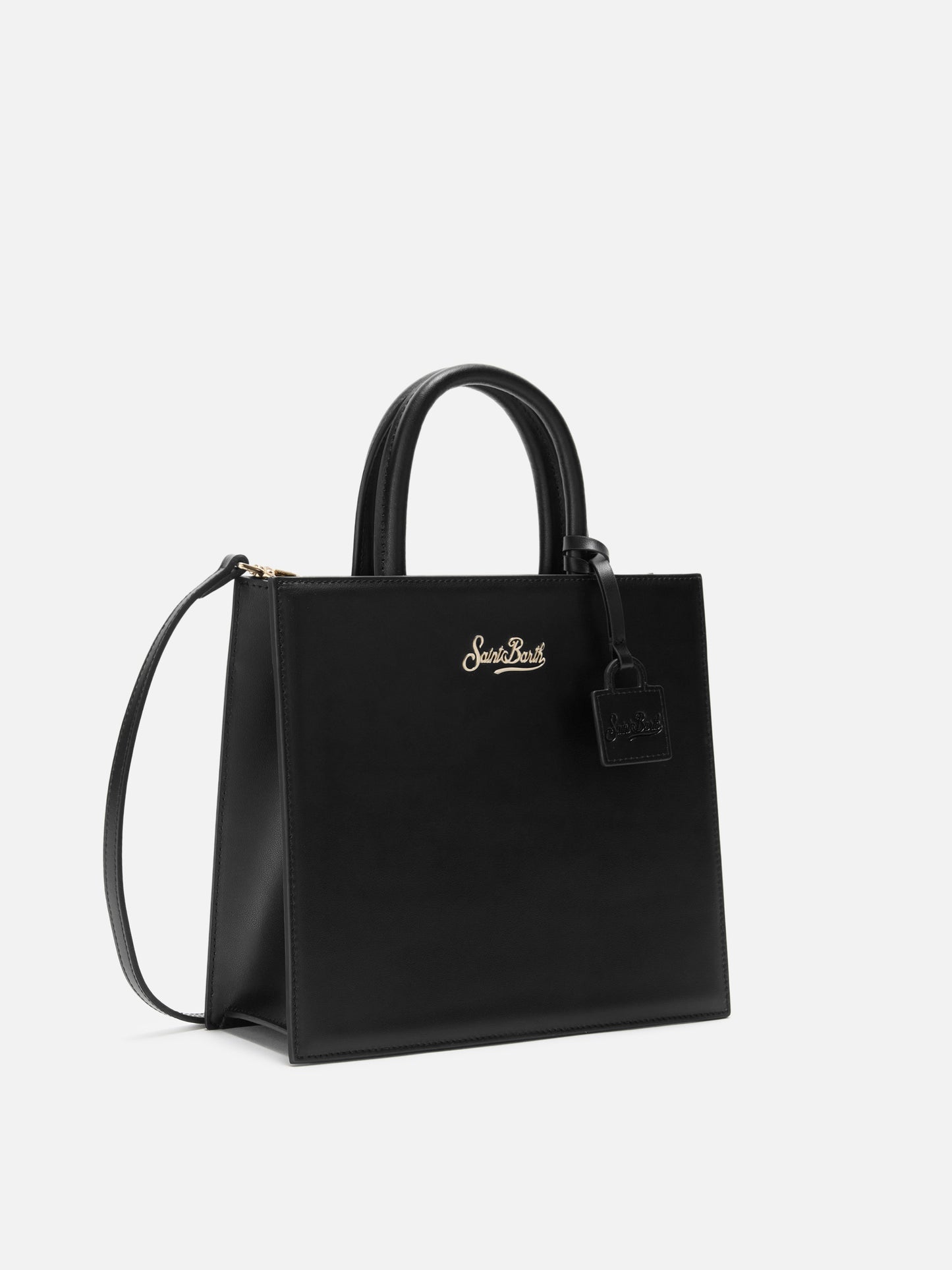 Borsa a mano Shop Bag Midi in pelle nera