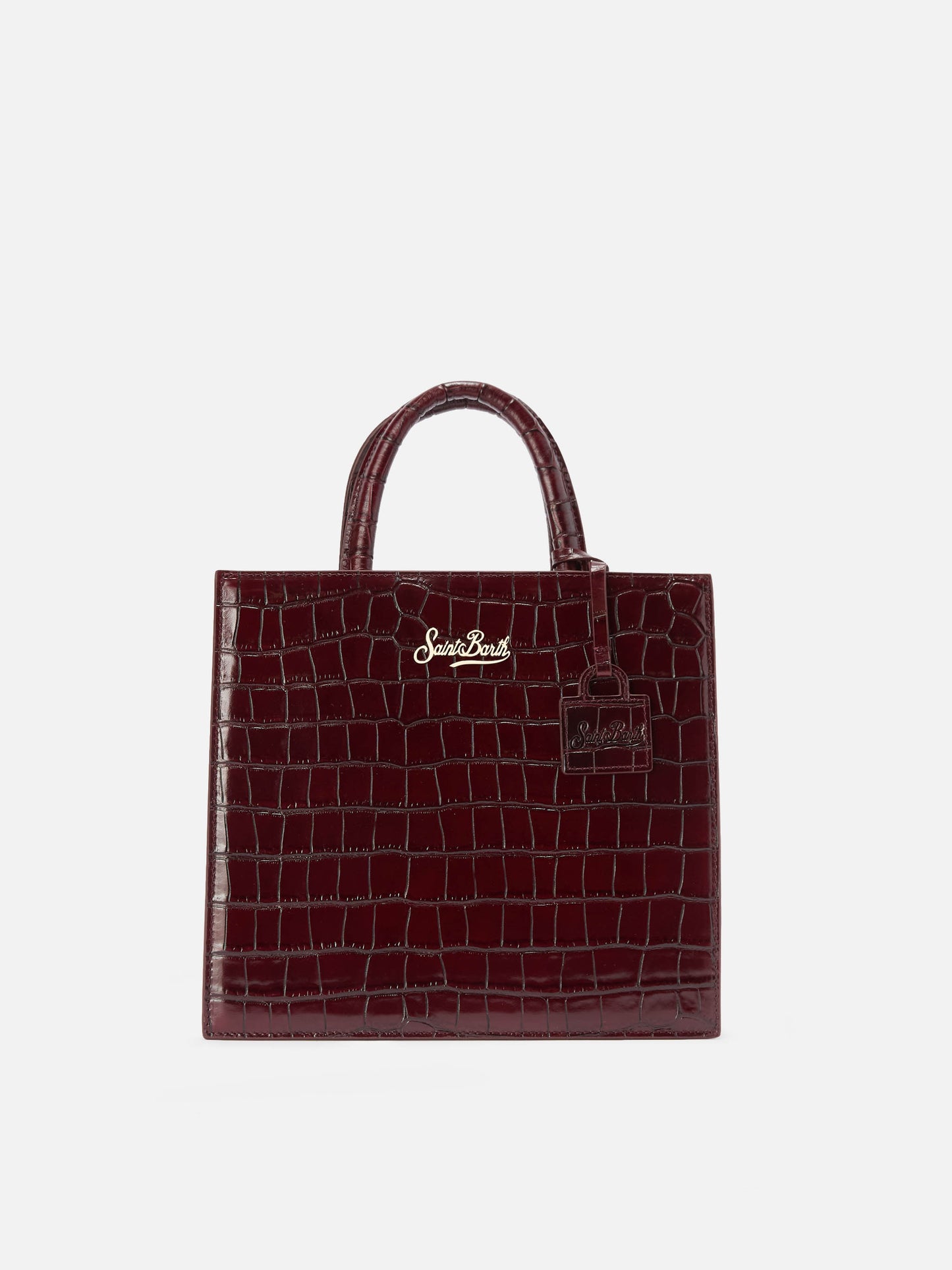 Borsa a mano Shop Bag Midi in pelle stampa cocco bordeaux