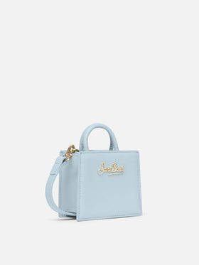 Shop Bag Micro Handtasche aus hellblauem Leder