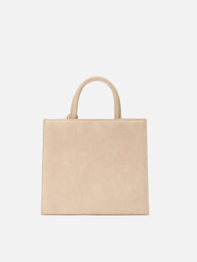 Shop Bag Midi Handtasche aus beigem Wildleder