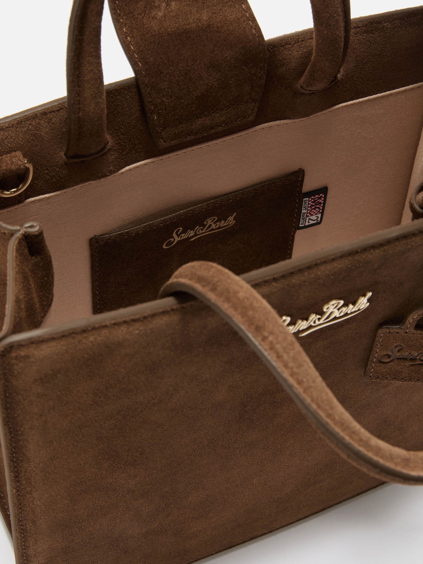 Shop Bag Midi Handbag in brown suede leather