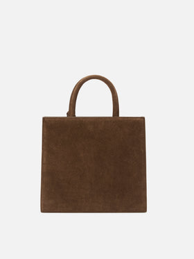 Brown Medium Shop bag in suede with logo lettering