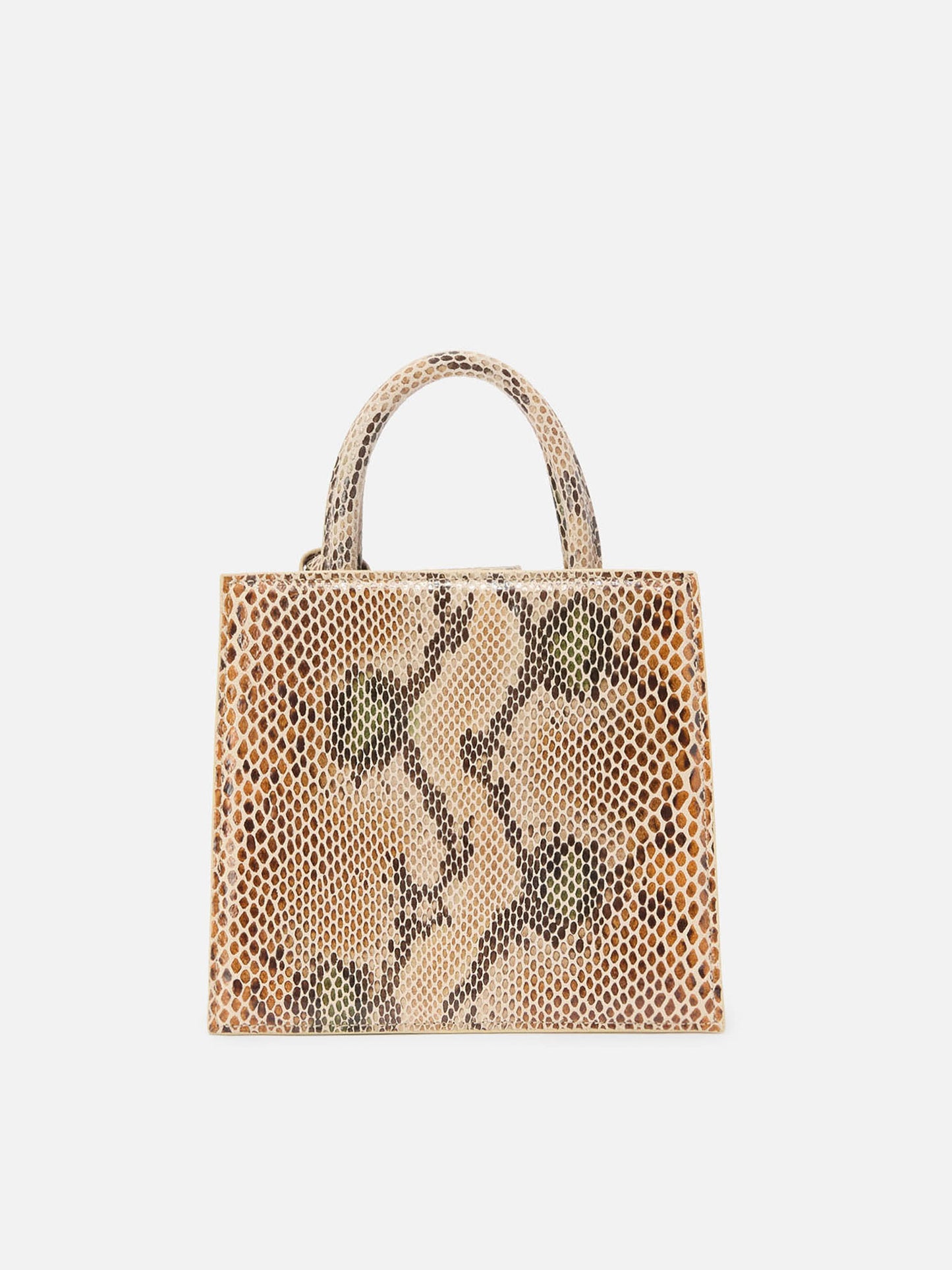 Shop Bag Midi in pelle con stampa pitonata beige