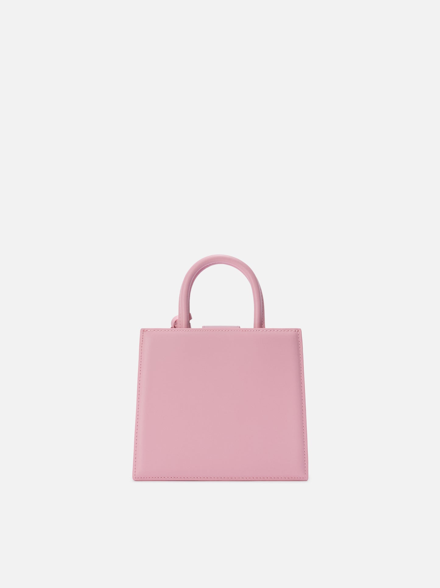 Borsa Shop mini strutturata in pelle liscia rosa con targhetta metallica