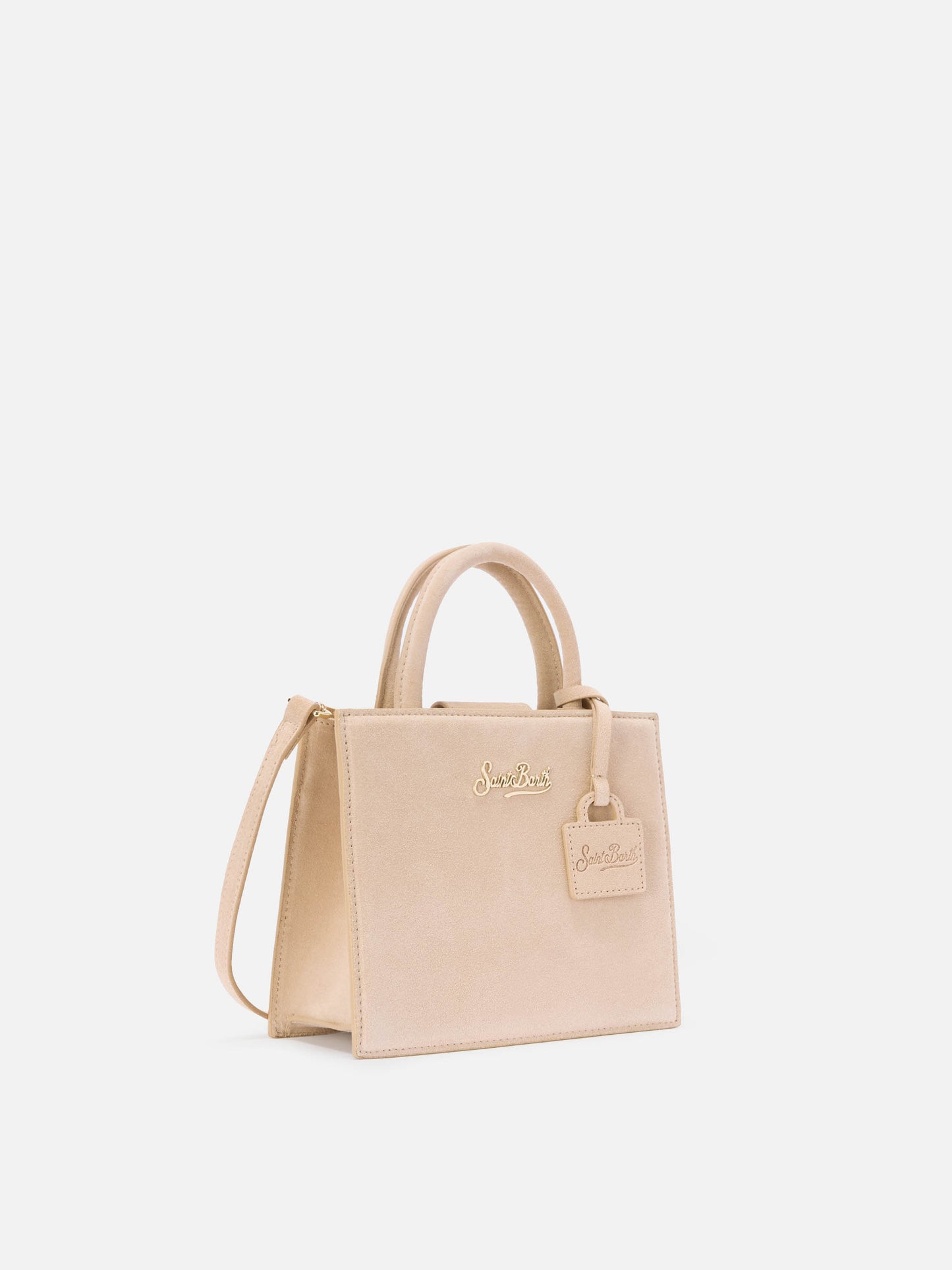 Shop Bag Mini Handbag in beige suede leather