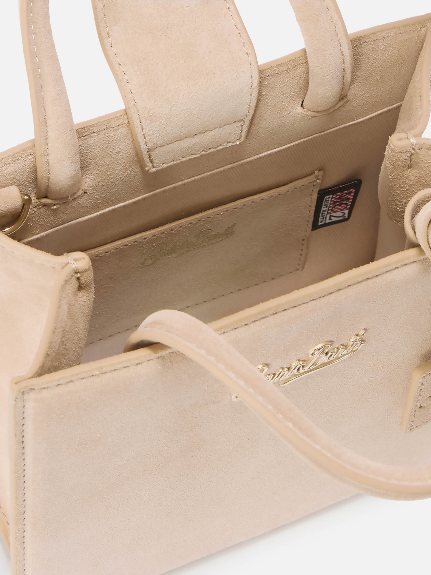 Shop Bag Mini Handbag in beige suede leather
