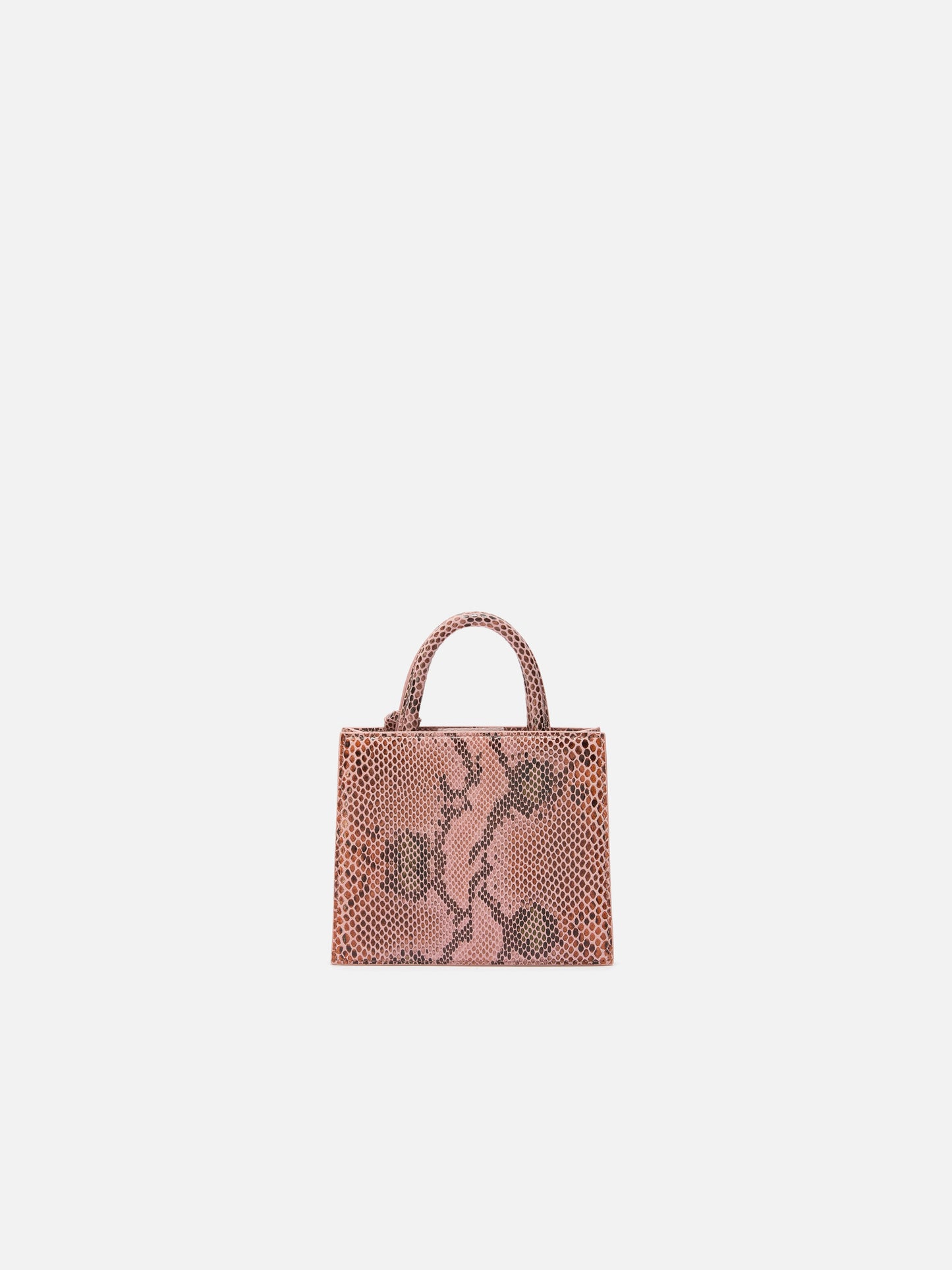 Shop Bag Micro aus rosafarbenem Leder mit Pythonmuster