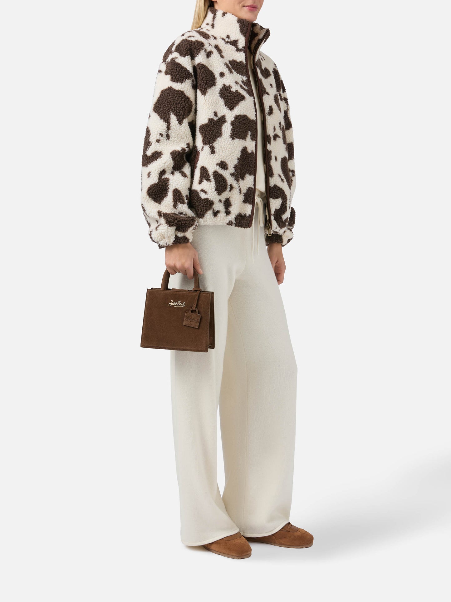 Mini-Handtasche aus braunem Wildleder