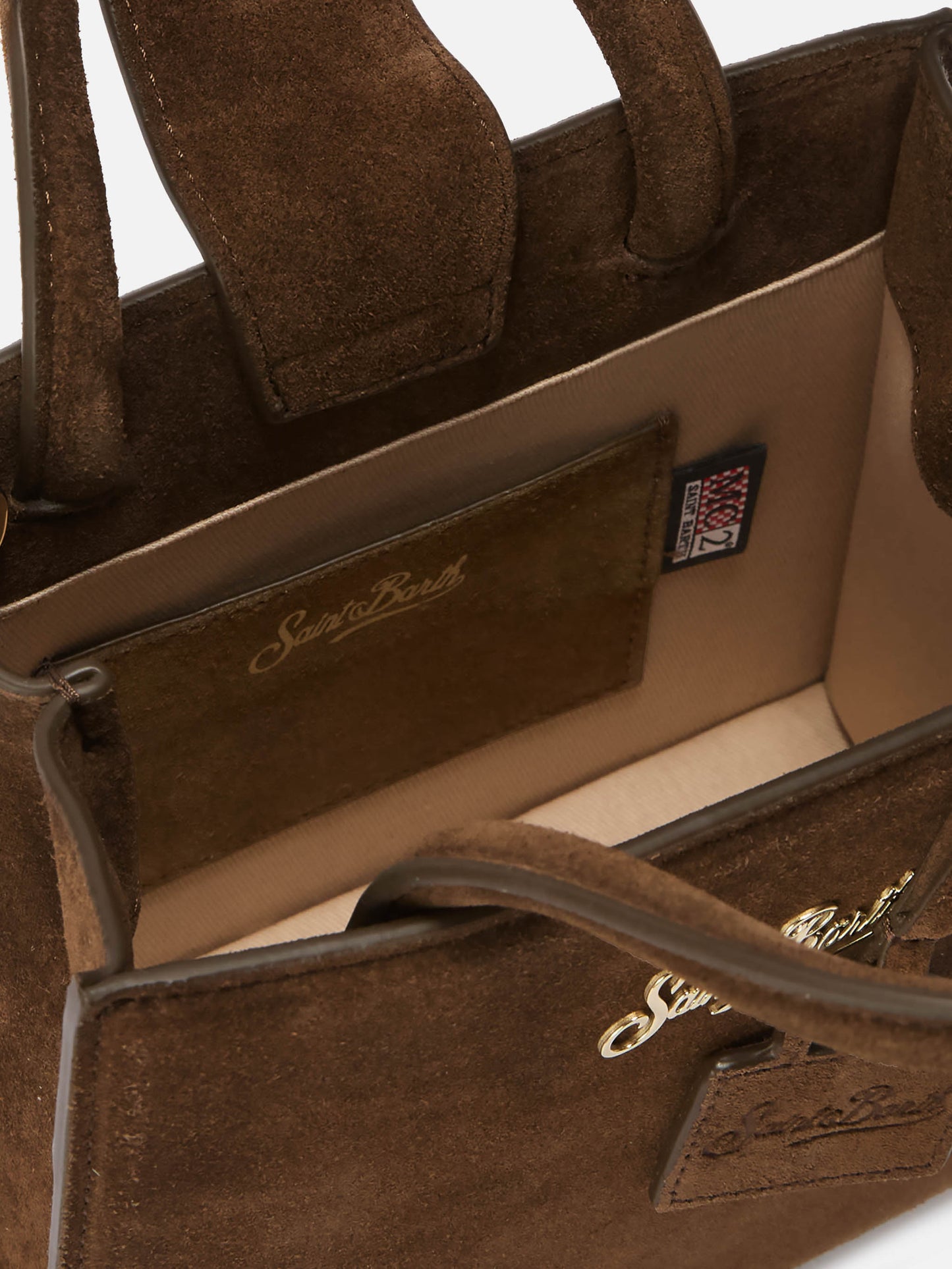 Mini-Handtasche aus braunem Wildleder