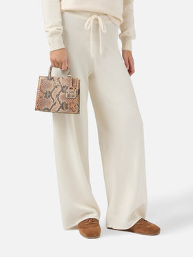 Shop Bag Mini aus beigefarbenem Leder mit Pythonmuster