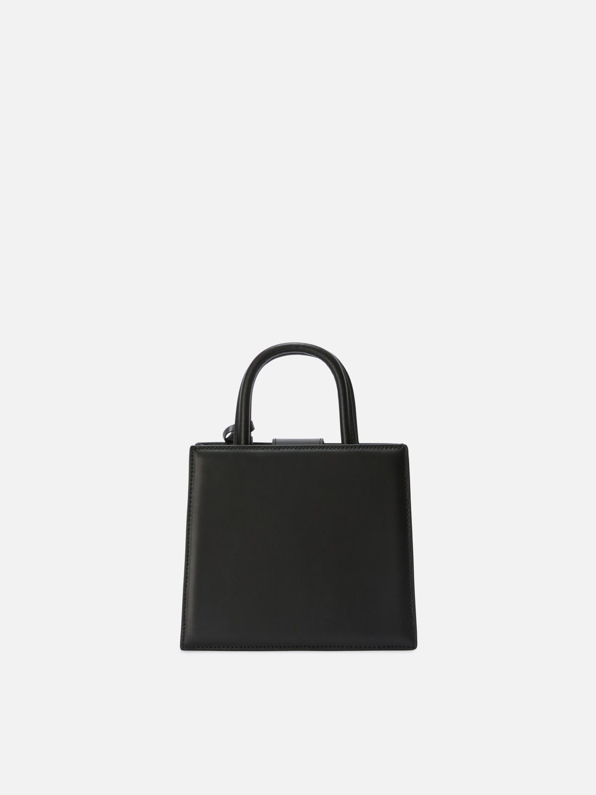 Borsa Shop mini strutturata in pelle liscia nera con targhetta metallica