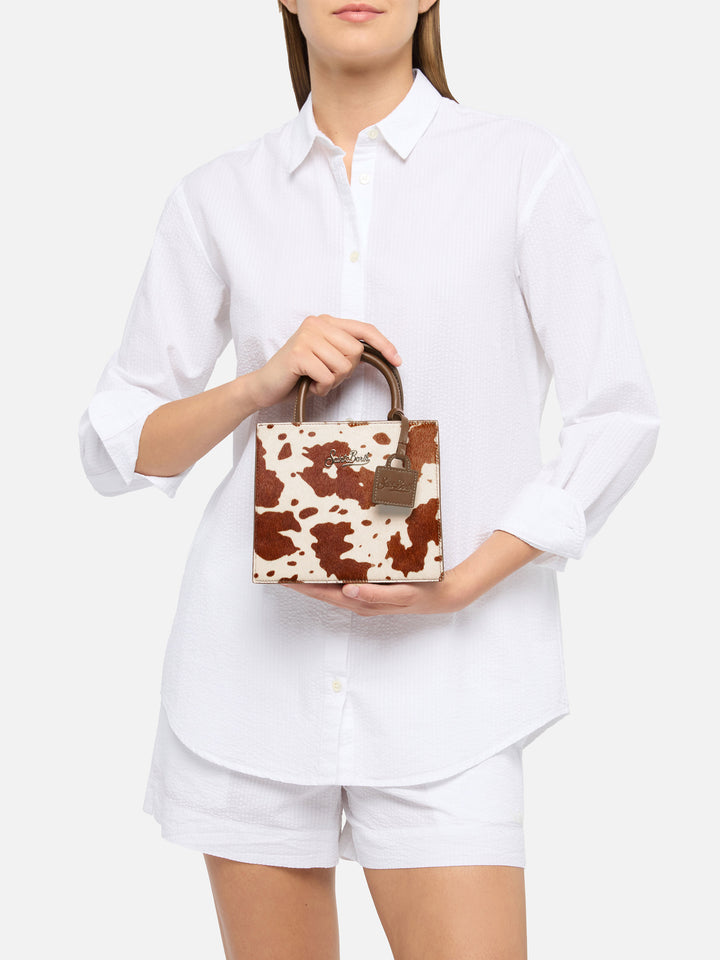 Structured Shop Mini bag in cow print pony hair