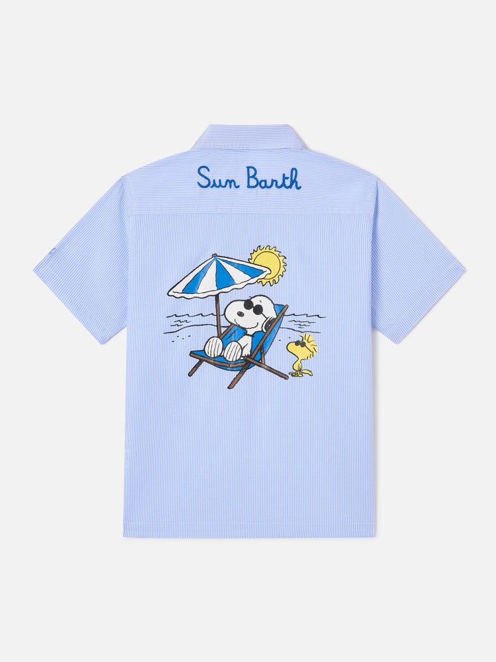 Camicia Sifnos Jr a righe con ricamo e stampa Snoopy | Special Edition
