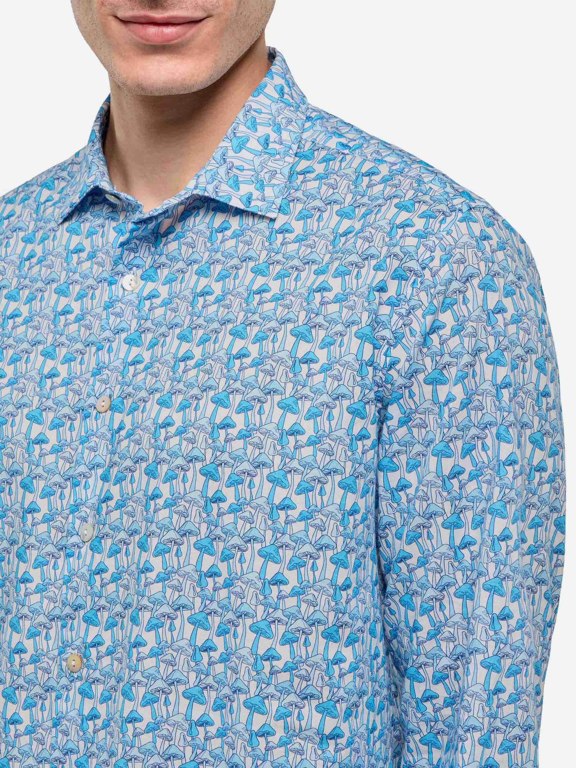 Man muslin cotton shirt Sikelia with mushroom print - MC2 Saint Barth