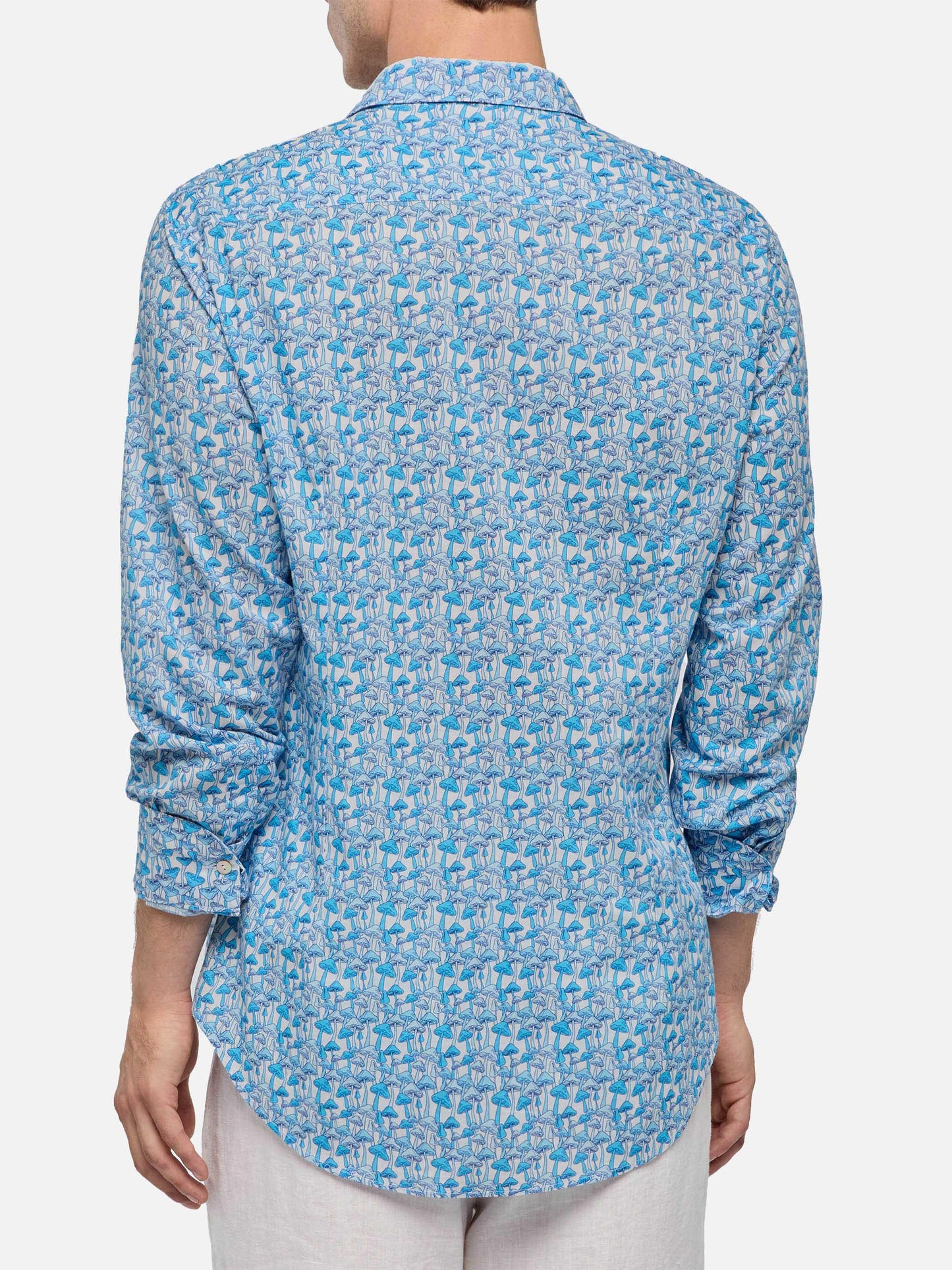 Man muslin cotton shirt Sikelia with mushroom print - MC2 Saint Barth