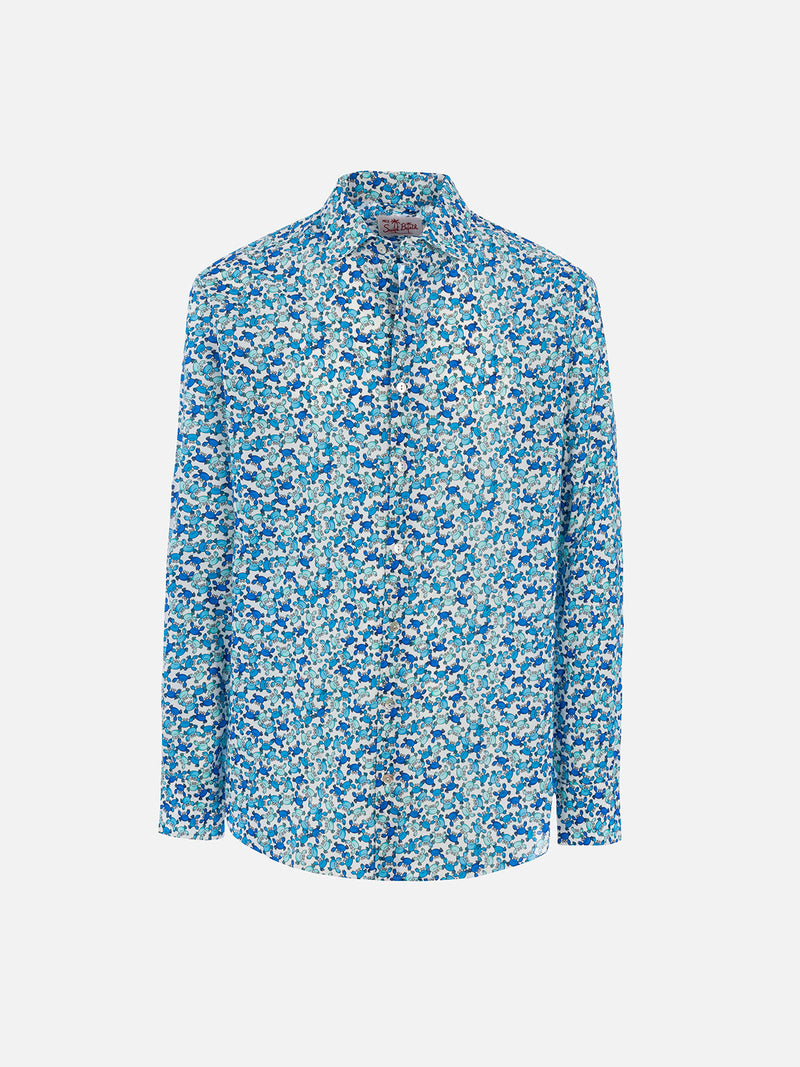 Man  muslin cotton shirt Sikelia with crab print