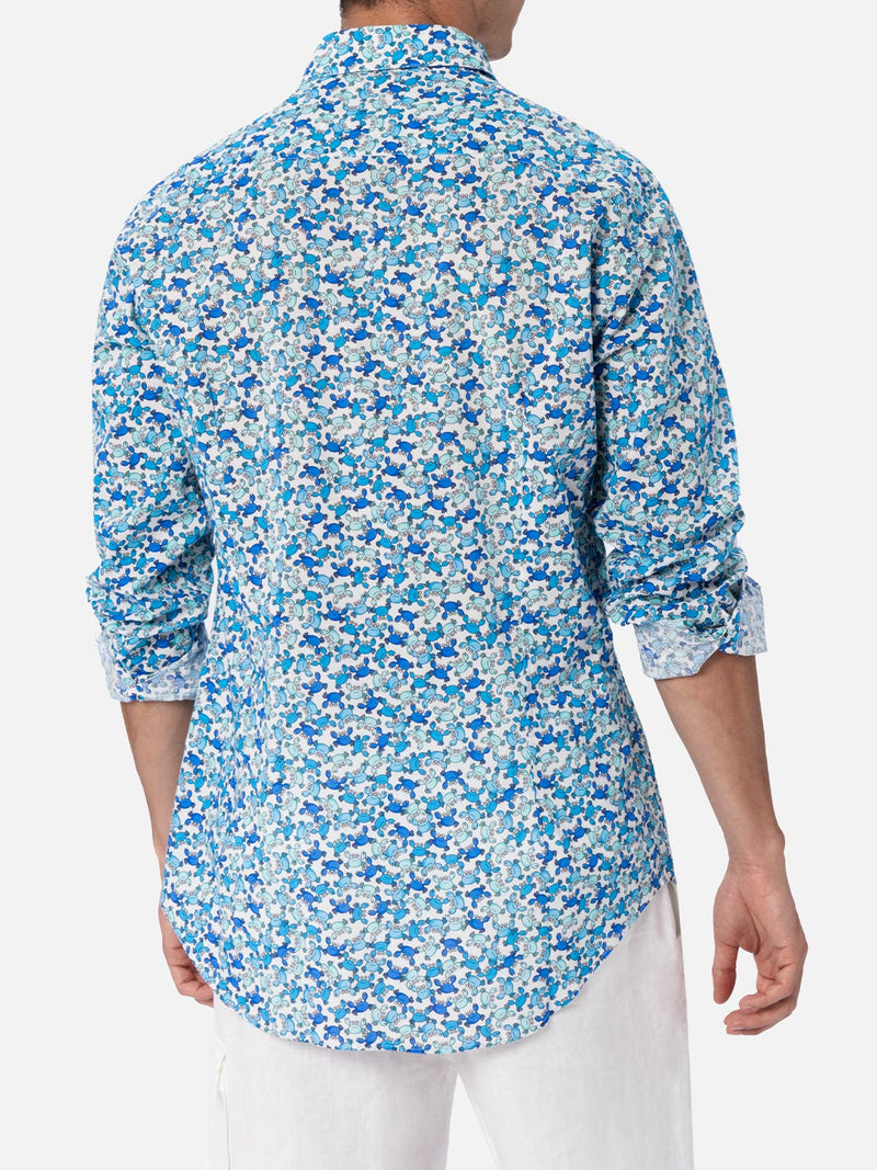 Man  muslin cotton shirt Sikelia with crab print