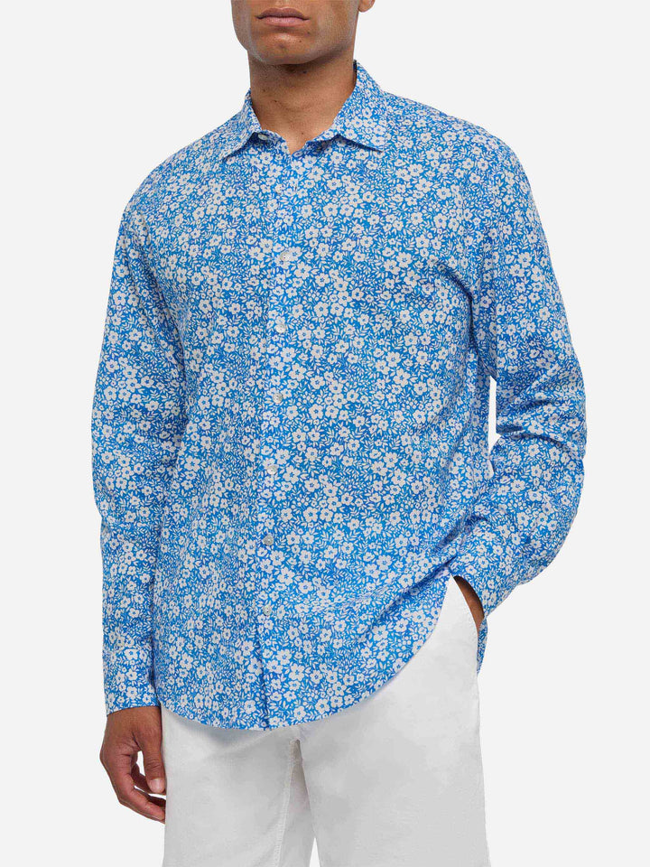 Camicia Sikelia in mussola di cotone con stampa fiori