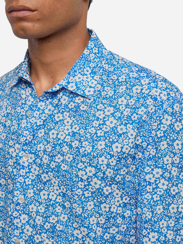 Camicia Sikelia in mussola di cotone con stampa fiori