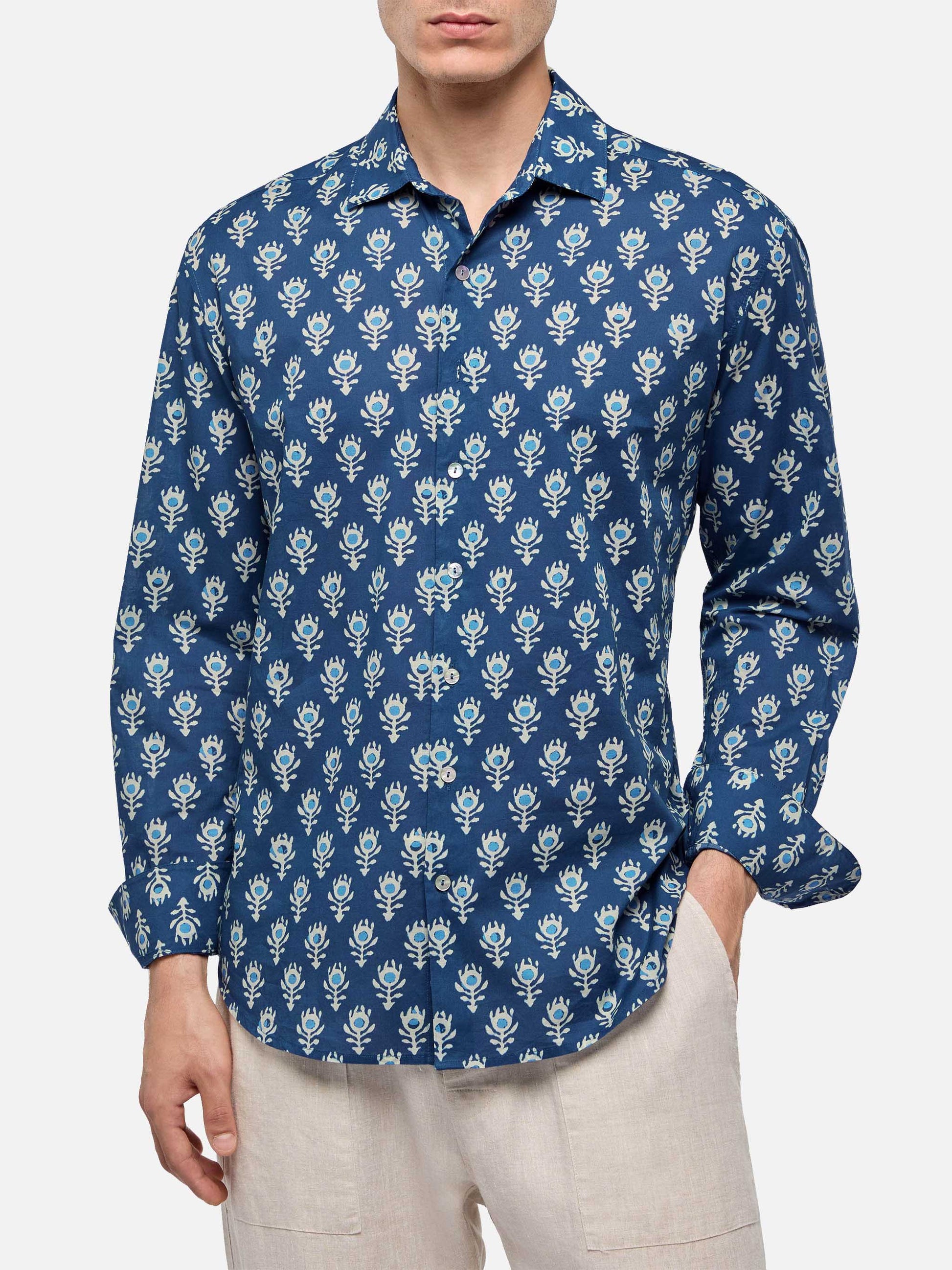 Muslin cotton shirt Sikelia with boho print - MC2 Saint Barth